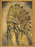 Harry Fisk Indian Chief Ink on Board