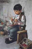 Giovanni C. Ciappo Boy Basket Weaver Oil on Canvas