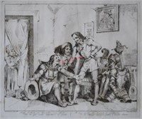Pinelli Spanish Knight Scene Etching on Paper