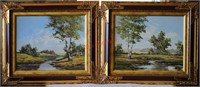 Pair of Robert Heyer Landscapes Oil on Canvas