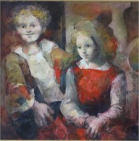 Jose De Luis Dois Martinez Boy & Girl Oil/Canvas