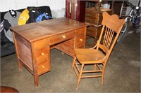 Vintage Desk & Chair 41.75 x 25.75 x 30H