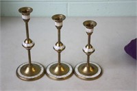 3 Brass Candle Holders