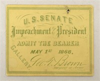 President Andrew Johnson Impeachment Ticket