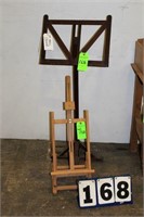 (1) Vintage Wooden Music Stand, (1) Wooden Easel