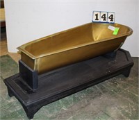 Metal Bathtub on Wooden Base, Coffin Shaped