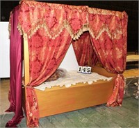 Ornate Canopy Bed w/Mattress, 44" Wide x 80" Long