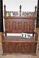 Ornate Gothic Carved Hall Bench