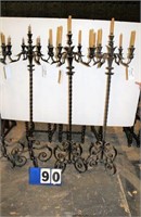 Ornate Cast Iron Candelabras, Approx. 60" Tall