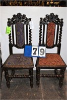 Vintage Upholstered Barley Twist Chairs