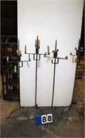 Cast Iron Swivel Top Candelabras, Approx. 60" Tall