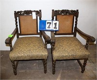 Vintage Cane Backed Upholstered Chairs