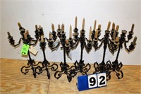 Ornate Cast Iron Candelabras, Approx. 25" Tall