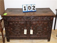 Vintage Carved Wooden 2-Door Buffet