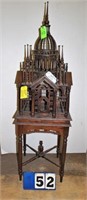 Ornate Wooden Birdcage on Stand, 21"x72"x21"