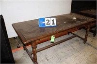Vintage Red Board Table w/2 Drawers 78"x30"x33"