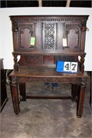 Vintage Wooden Carved Hutch, 49" Wide x 65" Tall