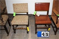 Lot of (2) Chairs, 1 Red Leather Studded, Floral