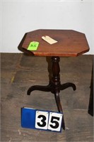 Vintage Wooden Octagon Colonial Table, 18" Wide