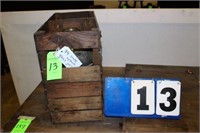 Vintage Wooden Crate, 20"x17"x10" w/(2) Glass Jars