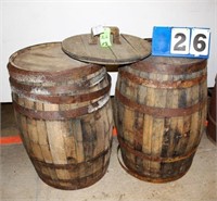 Wooden Barrels w/1 Wooden Lid, 23" Diameter