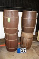 Open Top Wooden Painted Barrels, 18" Diameter