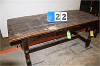 Vintage Wooden Ruff Hewn Table, Approx. 71" Wide