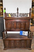 Carved Gothic Hall Bench