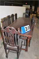 Vintage Wooden Dining Table w/(13) Chairs