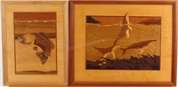 Two Hudson River Inlay Marquetry Wall Hangings