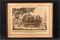 19th Century Etching "The New Steam Carriage",