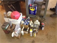 Lot of Shop Fluids - oil, WD-40, Spray Paint,