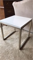 Square white end table