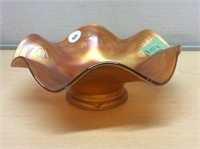 Fluted Edge Carnival Glass Bowl