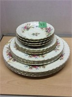 Royal Albert "moss Rose" 4 Different Sized Plates