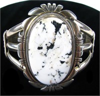 Sterling White Buffalo Navajo Cuff Bracelet