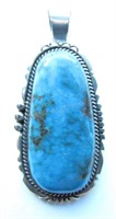 Sterling Silver Blue Diamond Turquoise Pendant