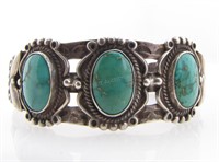 Sterling Silver Fred Harvey Turquoise Cuff