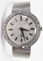 14K White Gold Gent's Hamilton Diamond Watch