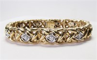 14K Yellow Gold Weave Diamond Bracelet