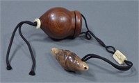 Antique Horn Netsuke with Wooden Inro