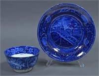 Early American Transferware Plate and Bowl