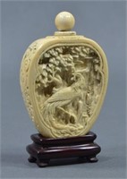 Antique Ivory Snuff Box with Wood Stand