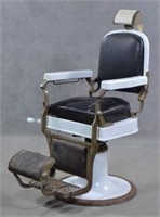 White Enamel Ceramic Barber Chair