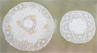 Two Vintage Circular Lace Tablecloths