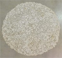 Antique Honiton Lace Circular Cotton Tablecloth