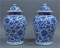 Two Large Chinese Blue & White Vases