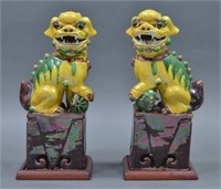 Pair of Antique Chinese Foo Lion Figures