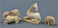 Group of Japanese Antique Ivory Animal Figurines