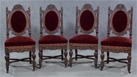 Set of Four Renaissance Revival Dining Side Chairs
